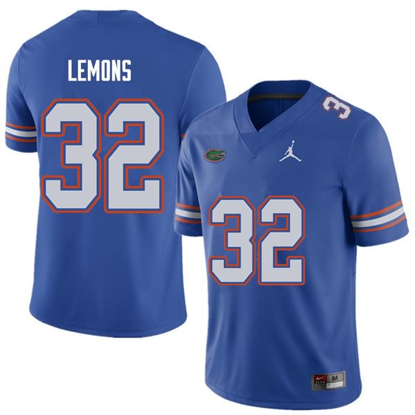 Men's NCAA Florida Gators Adarius Lemons #32 Stitched Authentic Jordan Brand Royal College Football Jersey PCF5665WV